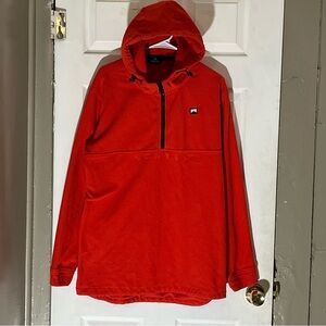 Montec Red Fleece 1/4 Zip Hoodie Pullover Mountain Logo Sz L